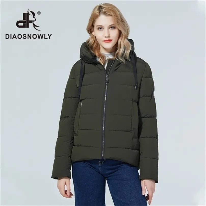 Diaosnowly Woman Fashion Jacket en Parka For Women Warm Short War Coat Hooded Winter Clothing 201214