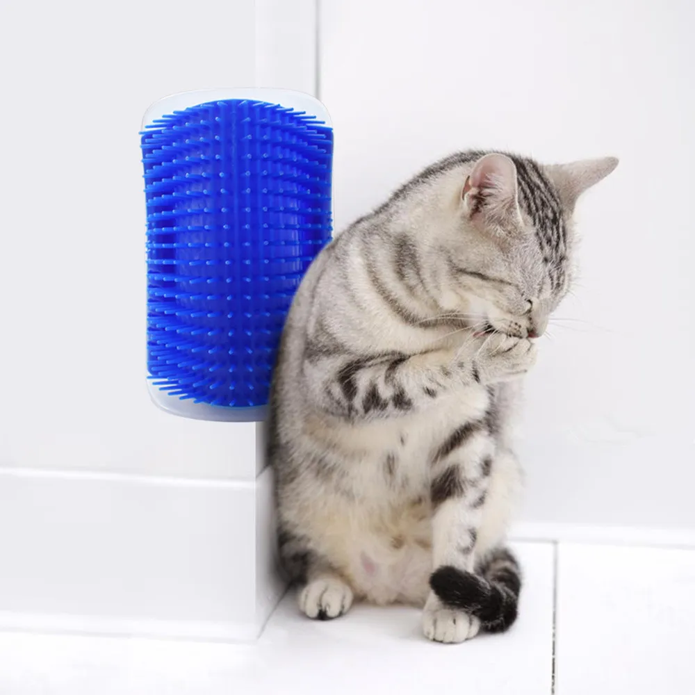 Cepillo Masajeador Para Gatos De Pared | Autolimpiante, Con Velcro | Para Esquinas Y Patas De Muebles, Reduce Pelo Suelto