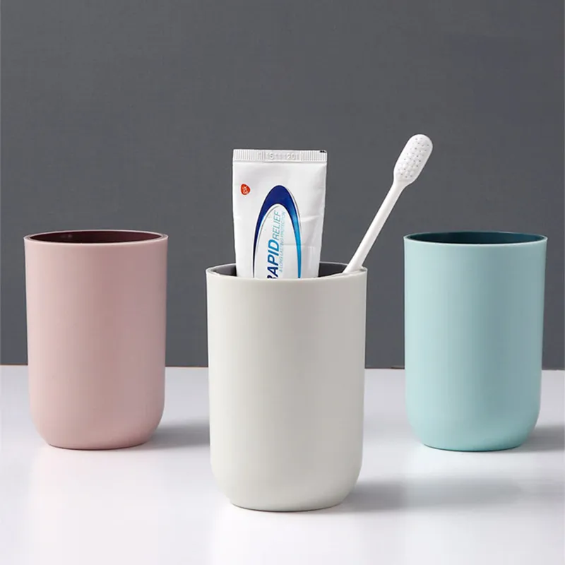 Simple Double Layer Thickening Couple Mouthwash Round Two-Color Toothbrushing Household Plain Toothbrush Cup