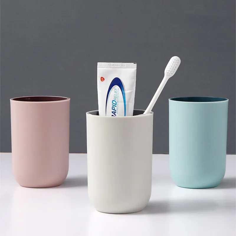 Simple Double Couche Épaississement Couple Bain De Bouche Rond Deux Couleurs Brossage Dents Ménage Plaine Brosse À Dents Tasse