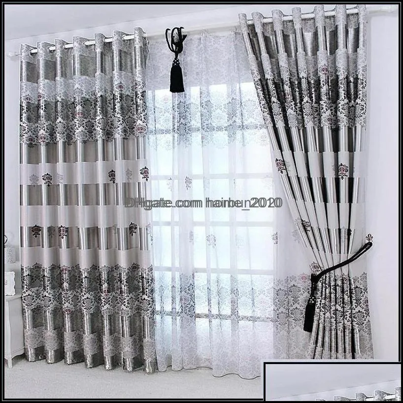 Window Treatments Textiles & Garden1Pc Curtains Windows Drapes European Modern Elegant Noble Printing Shade Curtain For Living Room