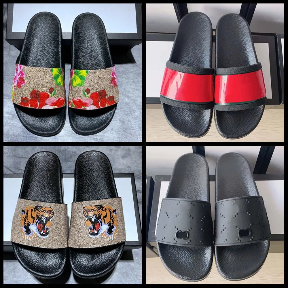 2023 Klassisk Designer Män Kvinnor Sommar Strandtofflor Slides Lyx Indoor Sandaler Märke Sandaler Läder Flip Flop Flats Slide Casual Skor Sneakers Boots 35-44