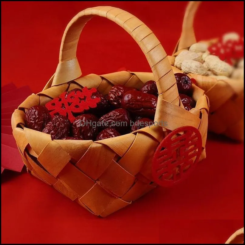 Gift Wrap Layout Decoration Creative Dried Fruit Wedding Candy Early Birth Takako Press Straw Basket OrnamentsGift
