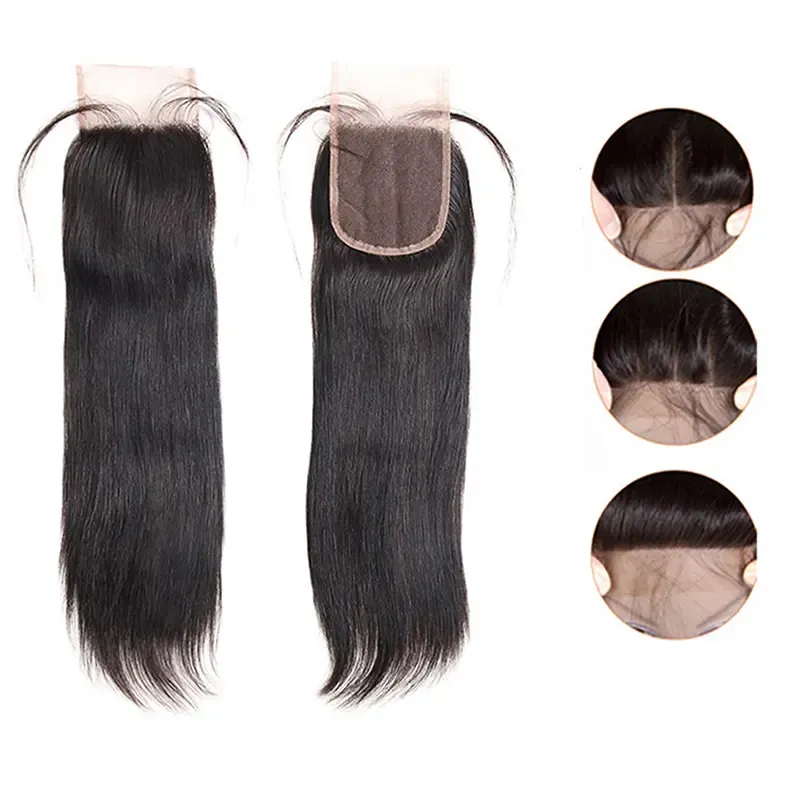 4x4 Swiss Lace Closure Virgin Brazilian 100% Human Hair Transparent Hd Lace Silk Straight With Baby Hair