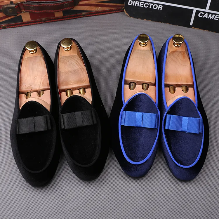 Engeland-stijl heren Casual schoenen zwart blauw rijgedrag schoen zachte fluweel lederen zomers loafers rokende slippers ademende slippers