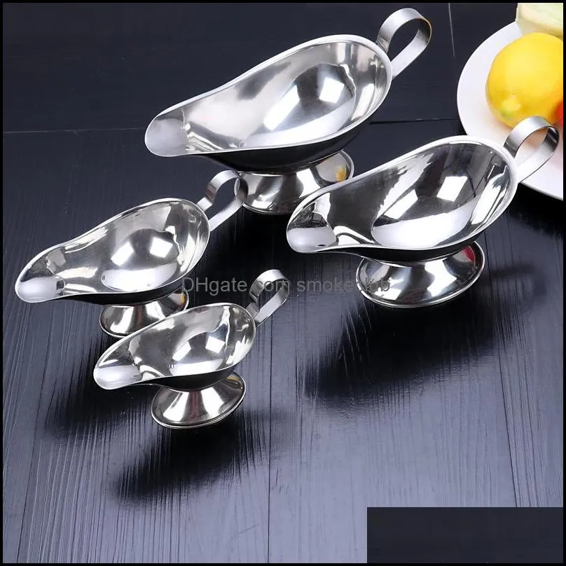 Dinnerware 201 Stainless Steel Sauce Boat Steak Black Pepper Sauce Tableware Tomato Juice Container Kitchen Restaurant Bar Tool 20220519