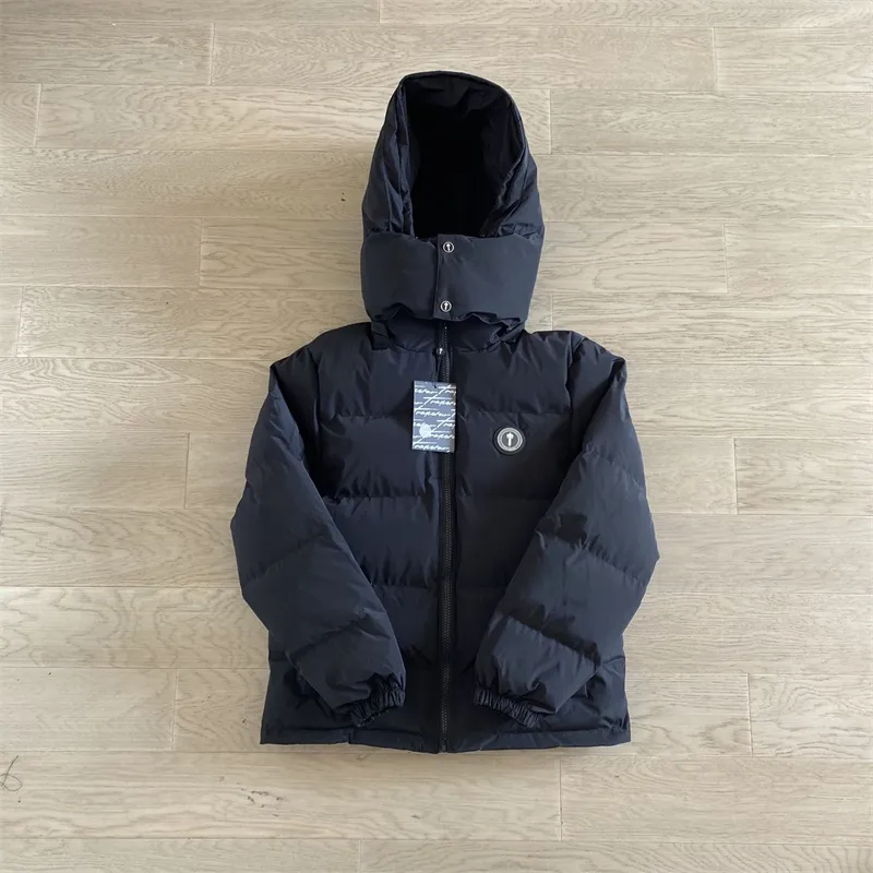 Homens Down Parkas Casacos Trapstar London Jaquetas Mulheres Preto Irongate Capuz Destacável Carta de Qualidade Superior Bordado Hoodie Inverno Calor