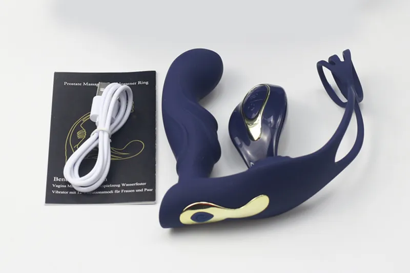 Männlicher Butt Plug Vibrator Prostata-Massagegerät Ring mit verzögerter Ejakulation Tragbares Analsexspielzeug für Paare 220412_voghion.com