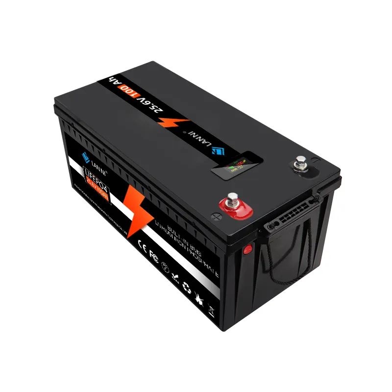 24V 100AH ​​LIFEPO4 Lithium -batterij met spanningsweergave BMS, geschikt voor boten, golfkarretjes, vorkheftrucks, zonne -energie en campervans