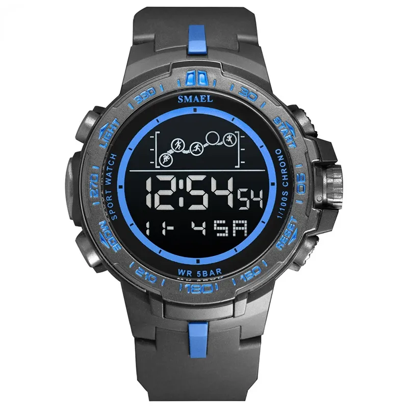Luxo Moda relógios Digital Sport 50m Os relógios à prova d'água com grande discagem LED Luminous Stopwatch Montre Homme Watch For Men Women