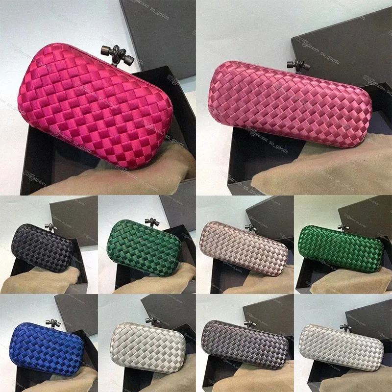 With Box Designer Knot Intreccio Clutch Evening Bags Woven Womens Luxury Leather Women Fashion Bag