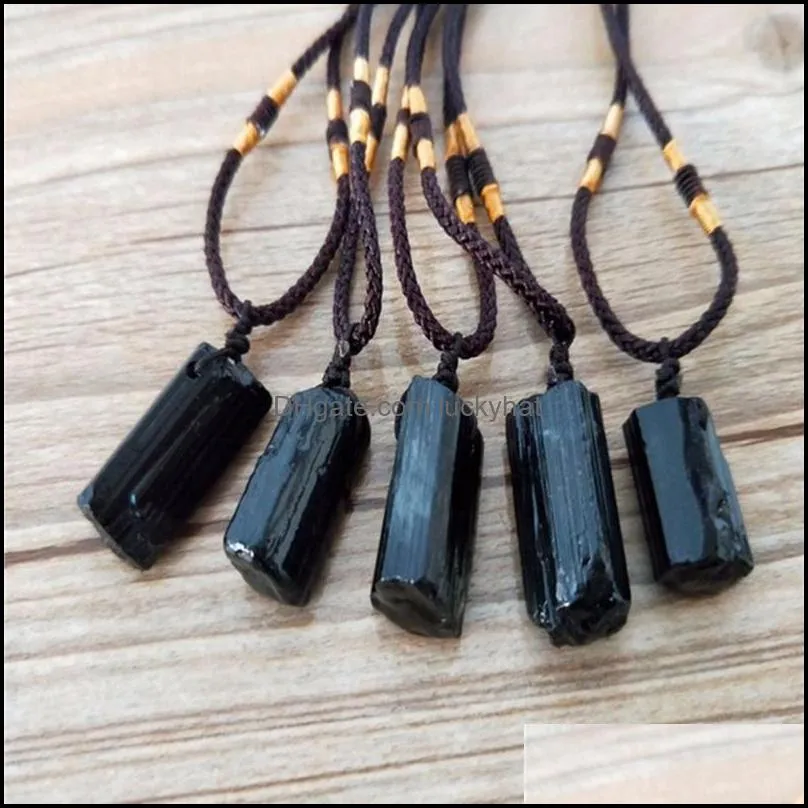 Pendant Necklaces Pendants Jewelry Fashion Women Black Energy Tourmaline Stone Necklace Crystal Gem Specimenpendant Drop Delivery 2021 Dgk