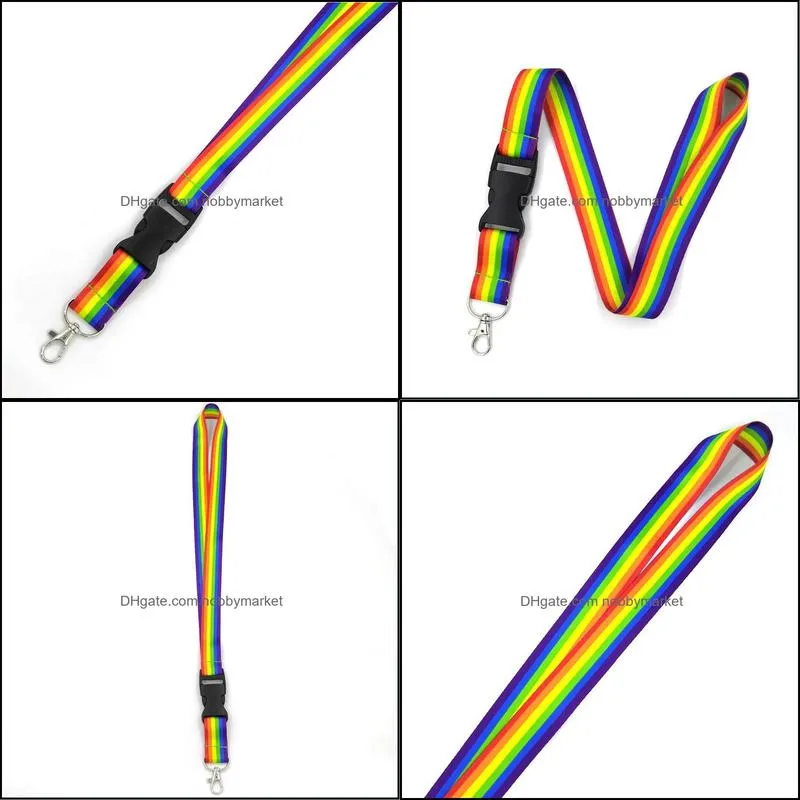 10pcs Homosexuality Rainbow vintage 90s women Neck Lanyard keychain Mobile Phone Strap ID Badge Holder KeyChain Keyring cosplay