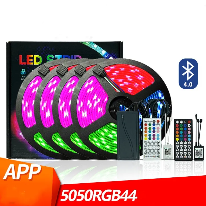 Autres fournitures de fête festives Bande lumineuse LED 5050RGB Epoxy étanche 12V Contrôle de téléphone portable Musique 2835 Ensemble de barres lumineuses