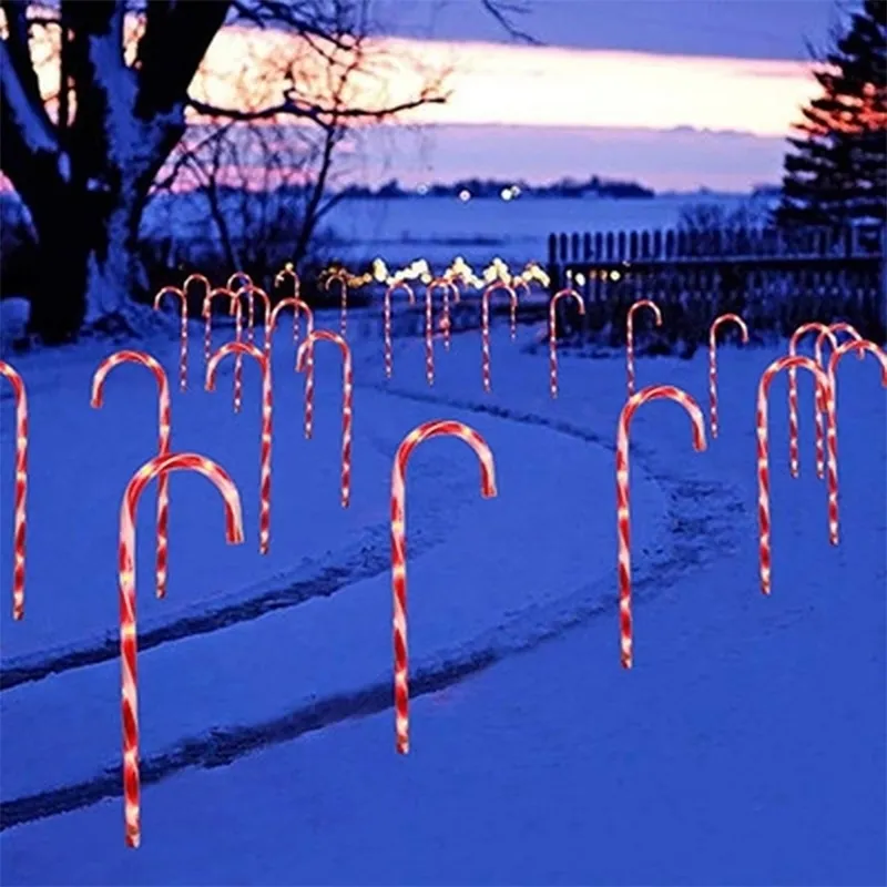 USB Christmas Light Pathway Candy Cane Walkway Light Aa Powered Street Lamp Outdoor Garden Yard Years Coremer Lamp 201201