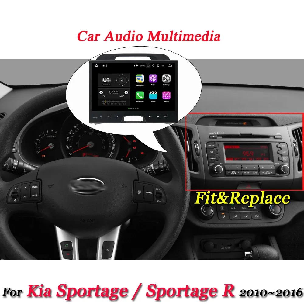 Android 10 Car Video Audio Player 9Im för Sportage R 2010-2016 GPS-navigering med HD-skärm Playstore WiFi