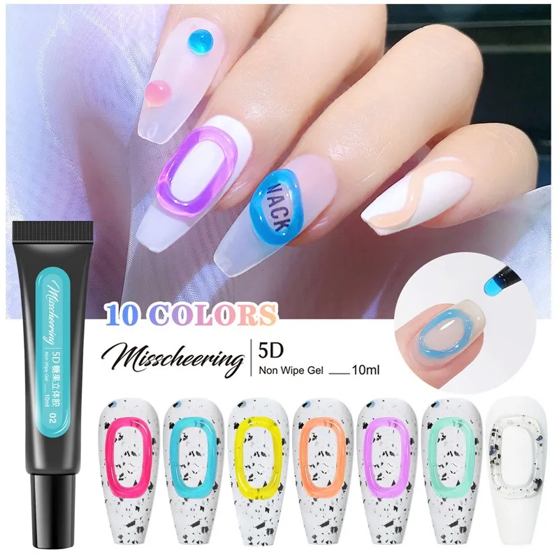 Nail Decoration Phototherapy Glue Hose Elastic 5D Solid Gels Candy Macaron Translucent 10 Color DIY Gel Nail Art Supplies