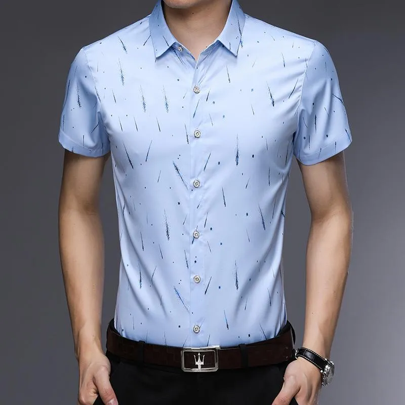 남성용 캐주얼 셔츠 패션 인쇄 디자인 중국 스타일 남성 단축 셔츠 비즈니스 남자 슬림 맨