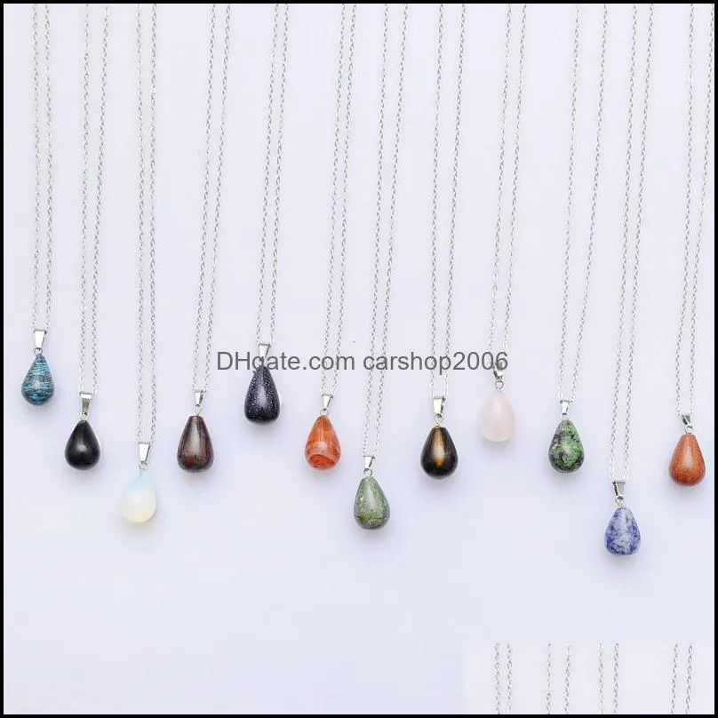 necklaces stone pendant necklace for girs nature stones drop pendants silver chain necklaces fashion jewelry free shipping 0025wh