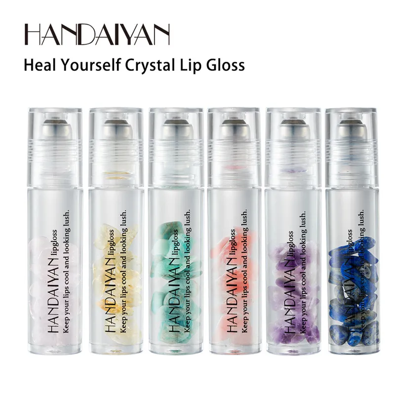 Handaiyan Crystal Stone Roller Lip Gloss Nawilżający Kobiety Sexy Lips Makijaż Lip Oil Lipgloss