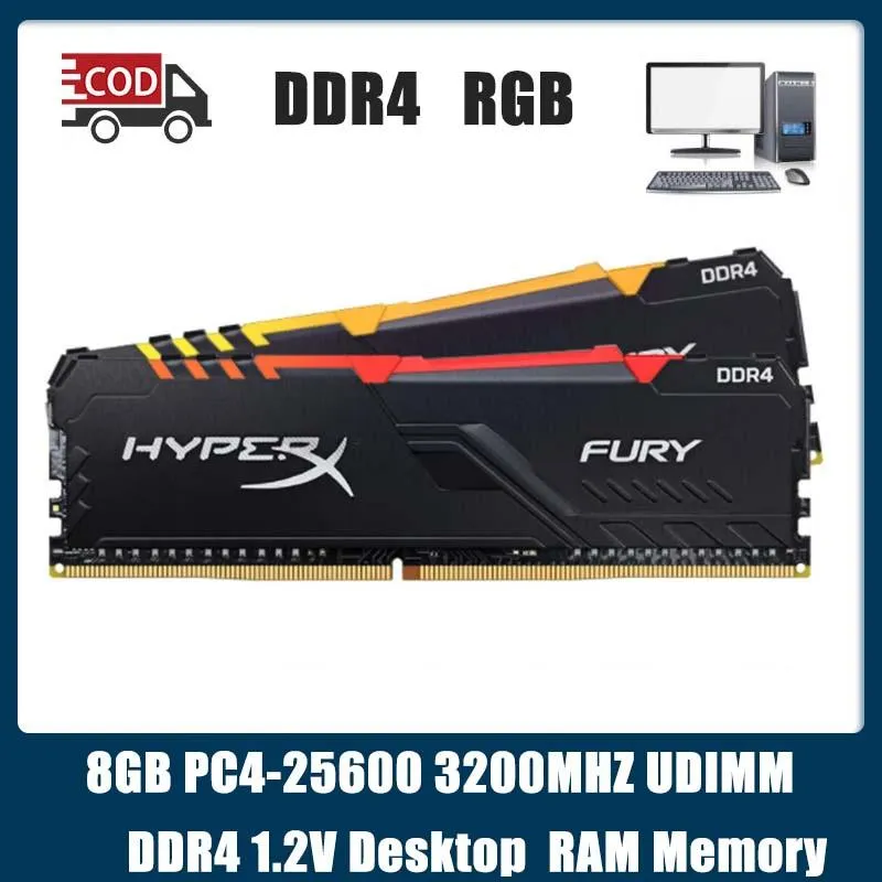 RAMS 16GB 32GB 3200MHzメモリDimm DDR4 RAM FURY RGBコンピューターゲームメモリラムラムスラム