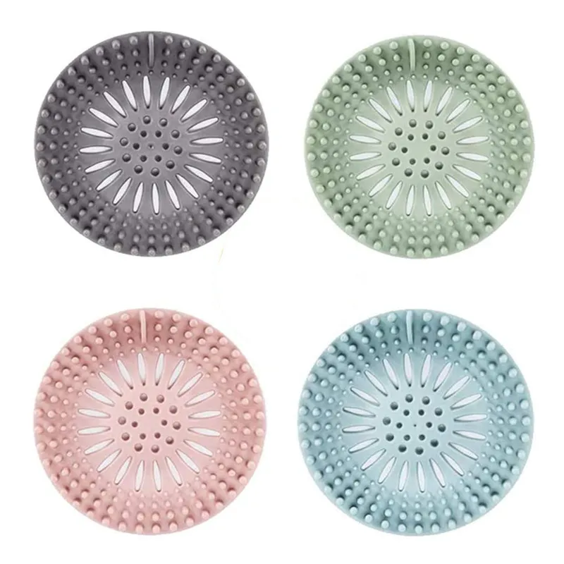 Household Cleaning Tools Hair Catcher Shower Durable Silicone Stopper Drain Covers Protector Easy to Install & Clean Suit for Bathroom Bathtub and Kitchen 4 Color