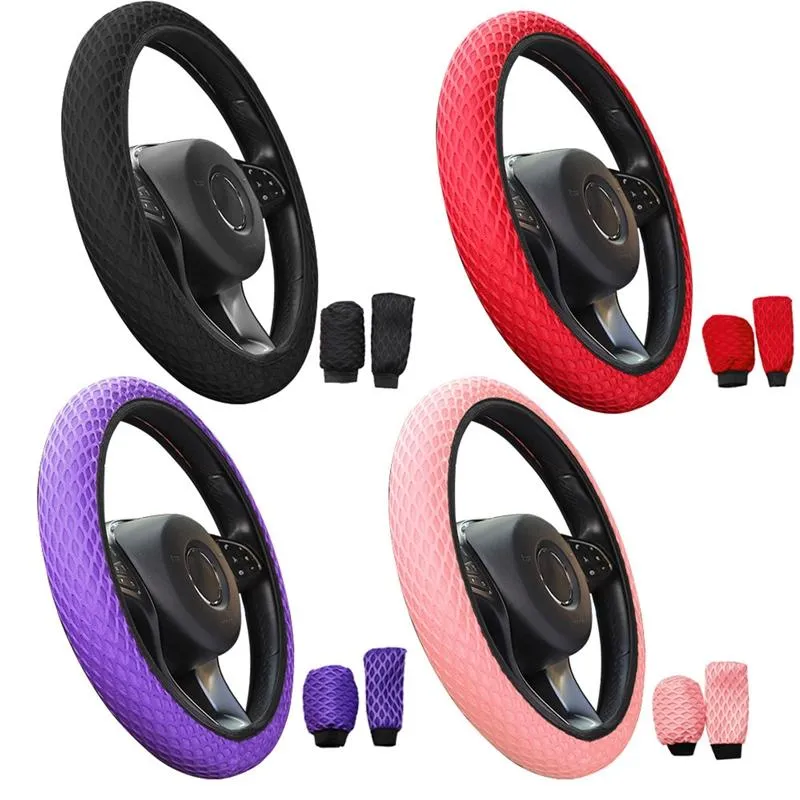 Steering Wheel Covers 3PCS/ Set Car Cover Handbrake Gear Braid On Auto Protector AccessoriesSteering