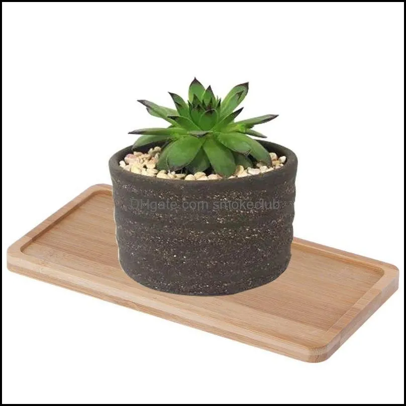 Rectangle Shape Bamboo Saucer Plant Tray Mini Plant Flower Pot Stand Favor Succulent Pot Tray Simple Elegant Design Home Decor C0125