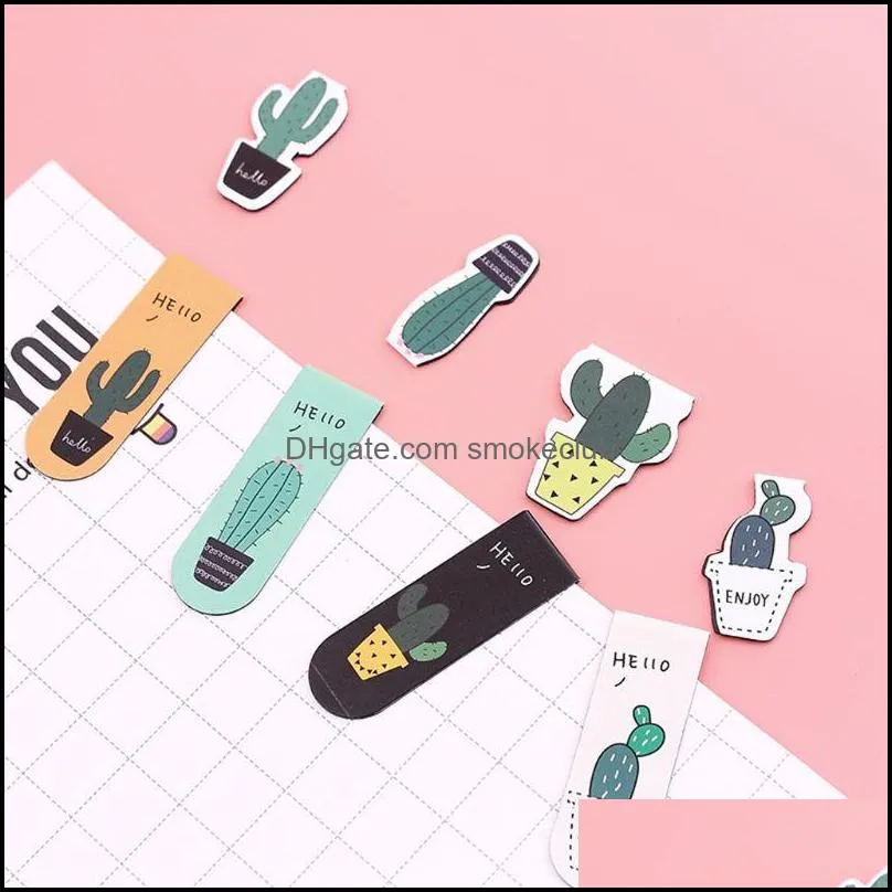 Poplular Cute Cactus Magnetic Bookmarks Book Page Marker Student Stationery Supplies Gift