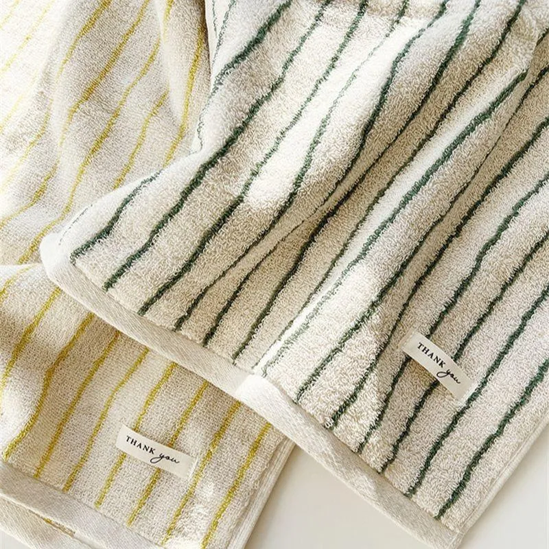 Towel Retro Pinstripe 100% Combed Cotton Yarn-Dyed Craft Embroidered Jacquard Bathroom Skin-Friendly Face For Kids