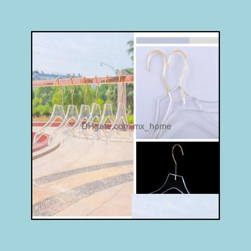 20PCS Luxury Clothes Hangers Clear Acrylic Dress Hangers with Gold Hook Transparent Shirts Holders with Notches for Lady Kids