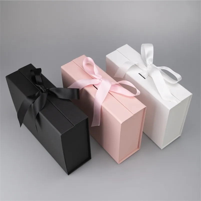 Magnet Clamshell Folding Box Exquisite Storage Födelsedag Present Båge Förpackning Väskor 220420