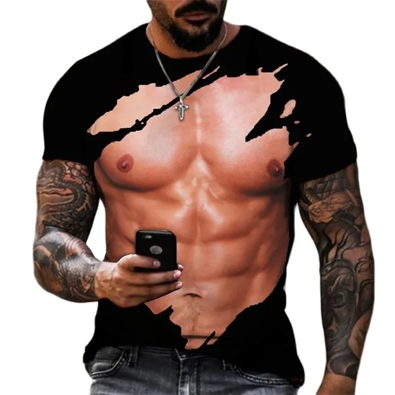 Mode Hommes 3D Imprimé Muscle Tshirt Casual Mode Harajuku Haute Qualité Sport Surdimensionné Lâche Confortable T Shirt Tops 6XL 220607