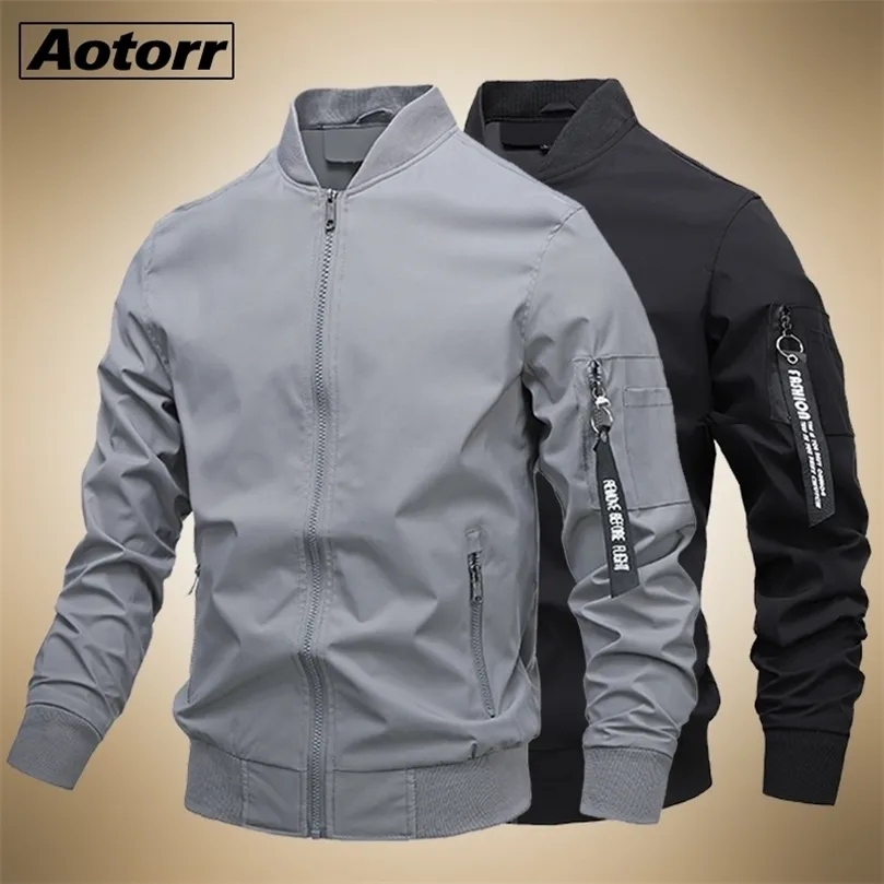 Automne Bomber Veste Hommes Casual Slim Stand Col Coupe-Vent Veste Vêtements Pour Hommes Fermeture À Glissière Mince Manteau Marque Vêtements 201128