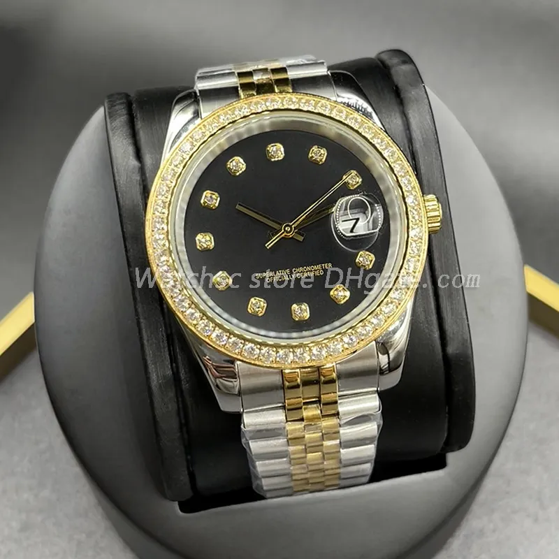 Classic Automatic Wrist Watch With Stainless Steel Bezel, Diamond