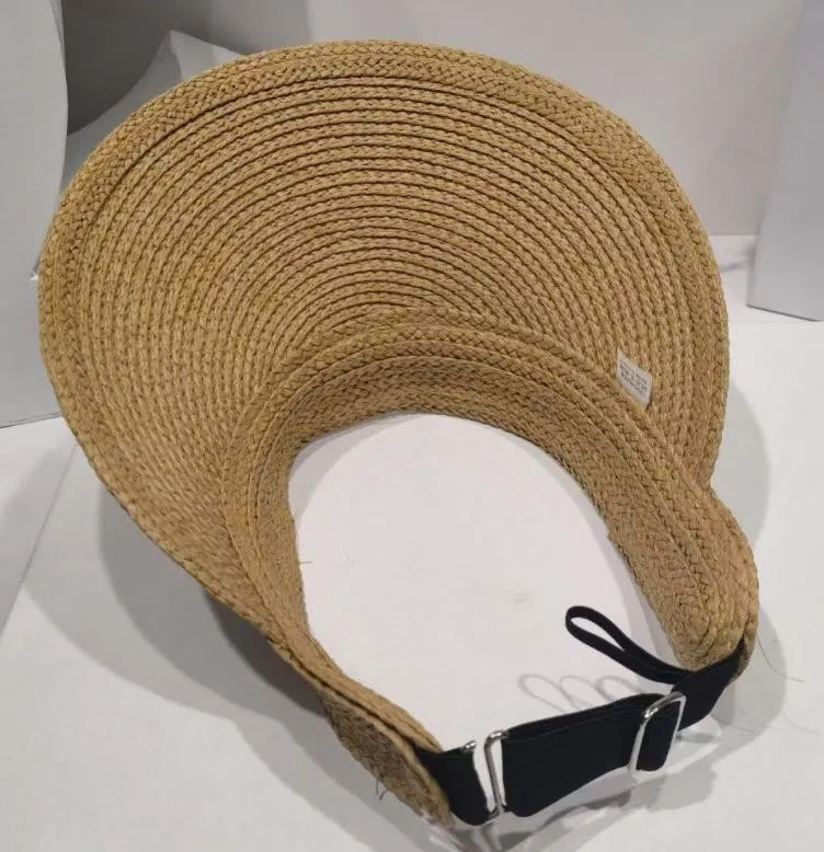 Designer Straw Visors Beach Sun Caps Mens Women Summer Metal Triangle Grass Braid Hats High Quality Men Woman Wide Brim Straw Hat Travel Cap Casquette 