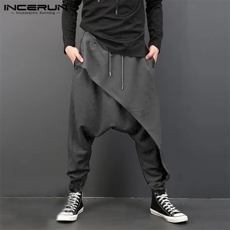 Incerun Men Harem Pants مرنة الخصر الشارع الشارع dropcrotch بنطلون الرجال الفضفاضة الأزياء الشرير على غرار السراويل غير الرسمية 5XL 220812