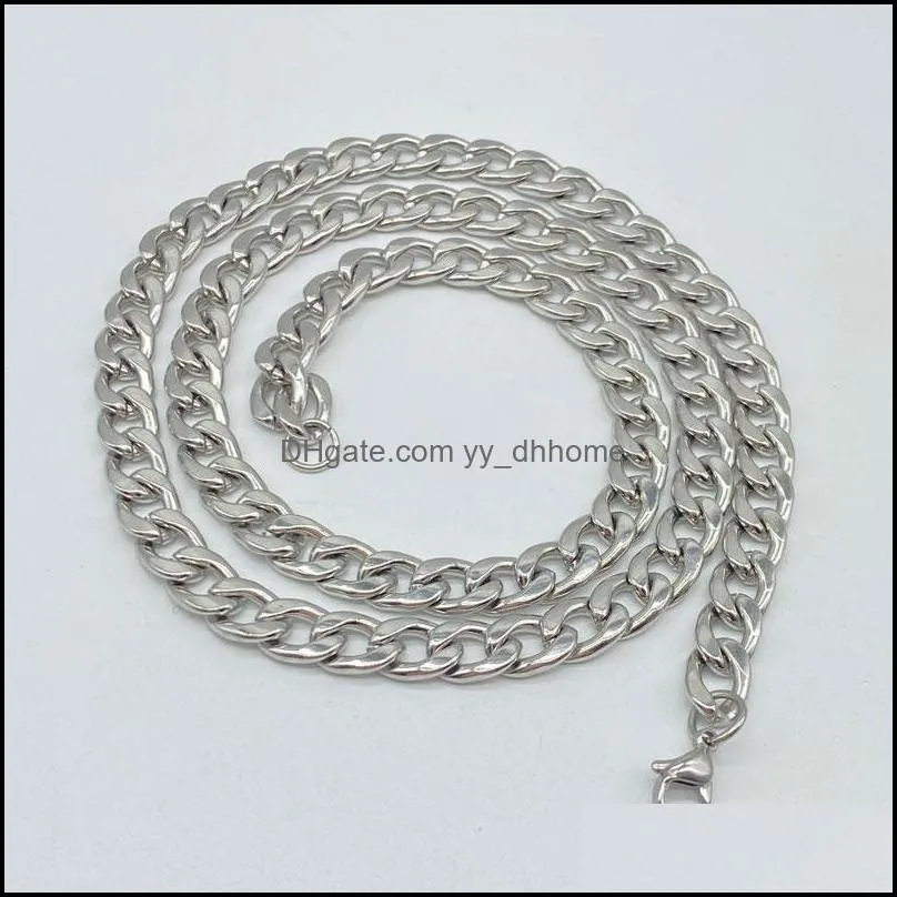 5mm 6mm 7mm silver plated stainless steel chains women men chokers for hip hop necklaces party club jewelry