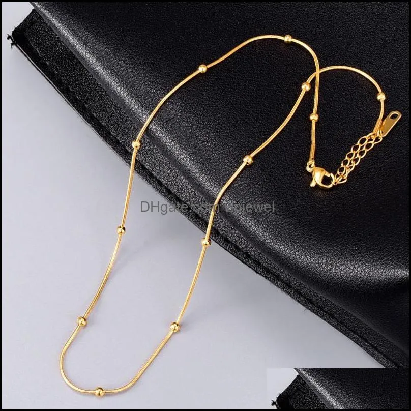 chokers stainless steel necklace for women beads choker gold snake chain jewelry gift