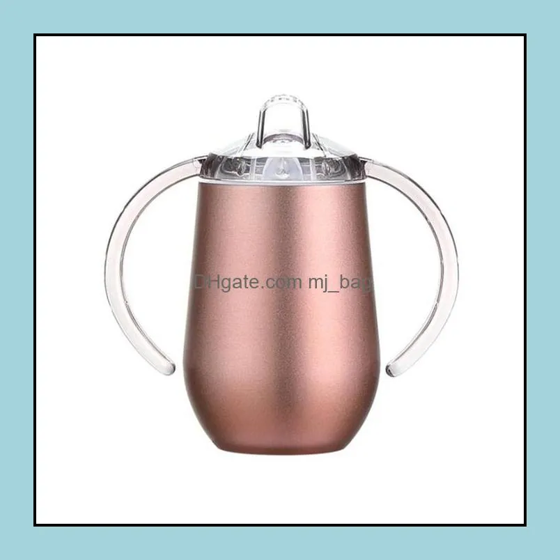 sippy cup with handle mugs stainless steel kids tumbler baby cups double wall insulated children drinking tumblercups pacifier lid 10oz