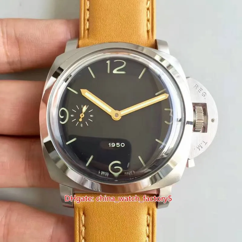 XF Maker Süper Kaliteli Saatler 47mm 1950 PAM127 PAM00127 Safir Şeffaf Cal.6497 Hareket Mekanik El Oluşturucu Erkekler Erkek Kol saatlerini İzle