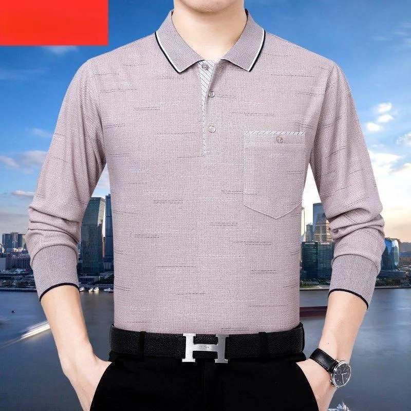 Polos Men de printemps Solide Solid Long Sheive Man Fashion Man Shirt Down Slim Fit Shirts Male Breathable High Quality Tops E355MEN'S MEN'SMEN'S