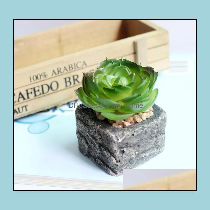 Artificial Green Potted Emulational Succulents Small Plant With Pots for Home Garden Wedding Table Birthday Christmas Party Decor