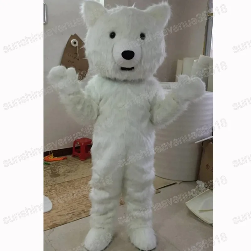 Halloween White Polar Bear Mascot Costume Cartoon Thème du personnage du carnaval Festival Fancy Dishold Christmas Adults Taille de fête d'anniversaire