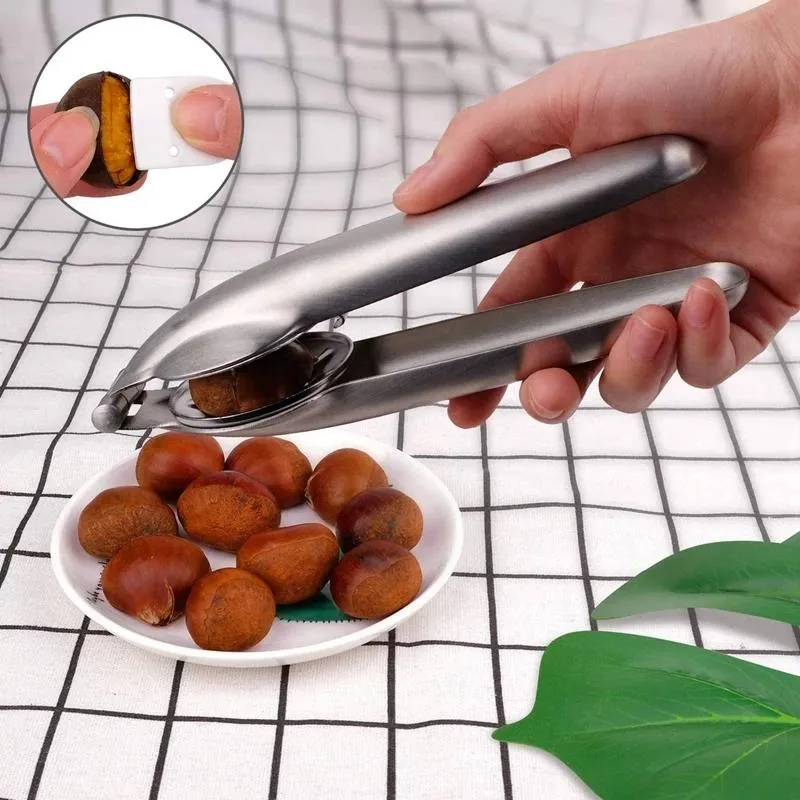 Stainless Steel Chestnut Opening Device Household Cross Nut Peeling Tool Chestnut Clip Kitchen Accessories Kithchenware