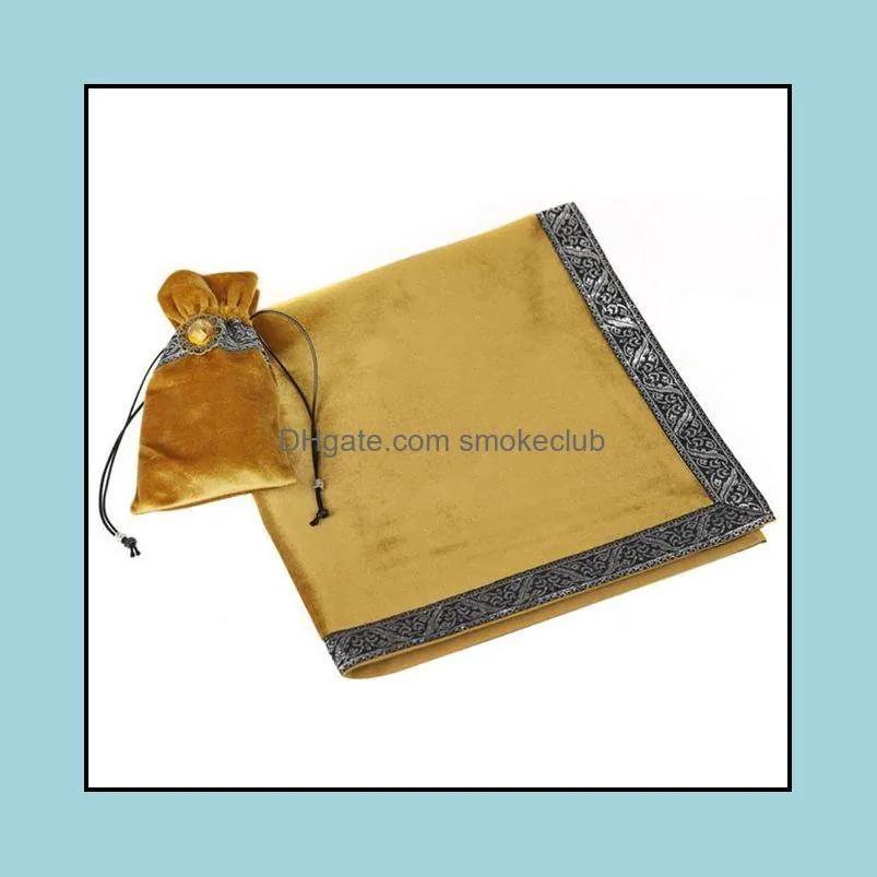 gold tablecloth with cards bag wicca divination velvet altar tarot cloth g99d