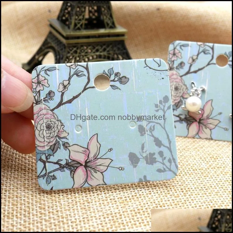 100pcs/lot 5*4.5cm Paper Ear Studs Card Hang Tag Jewelry Display Earring Marking Garment Prices Label Tags Can Custom Logo