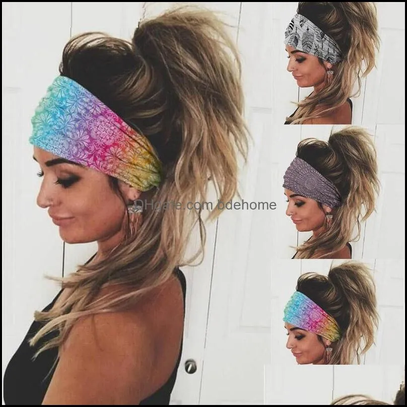 Hoofdbanden Haar sieraden Gedrukte stretch katoenen hoofdband voor vrouw elastische hoofddeksel tulband headscarf dames verband hoofde wrap accessoires drop