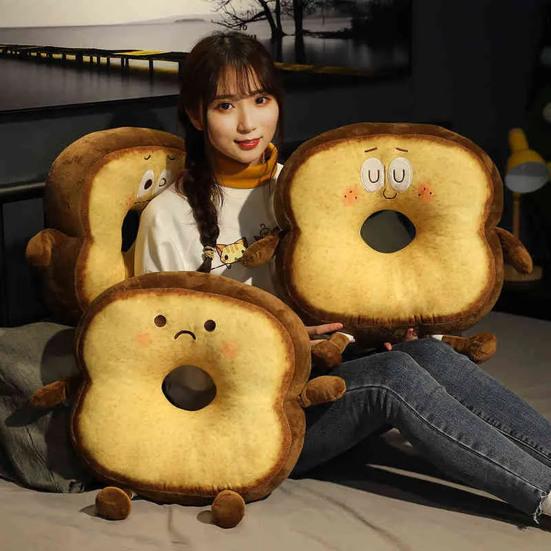 D Butter Bread Plush Toast Pillow Simulated Snack Decoration Backrest Soft Filled Toy Home Decor J220704