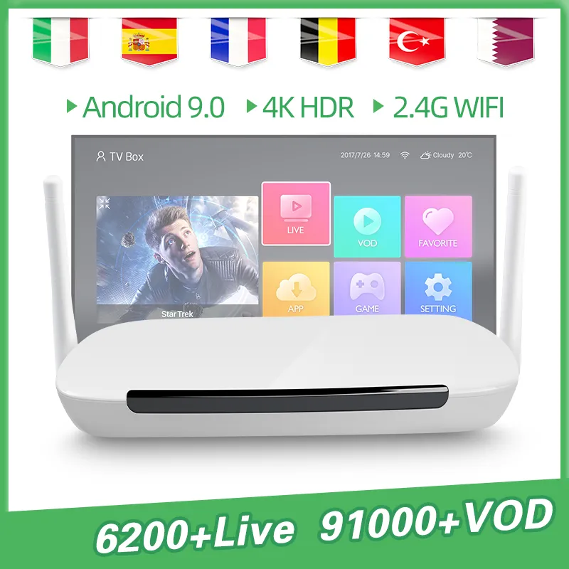Leadcool Q9 Android TV Box 9.0 S905W Set Top Box with 1 Year QHD French Arabic Europe Live Sport Movies 4K Smart Receiver
